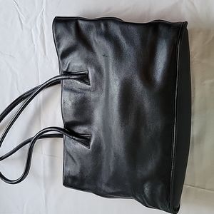 LLBean Black Leather Tote Bag